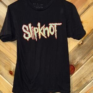 Slipknot Shirt Adult Small Black Logo Spellout Hard Rock Band Tee Goth Emo Punk